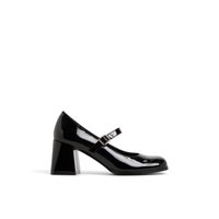 Main view of Open Black Addele Block Heel Mary Janes for women.