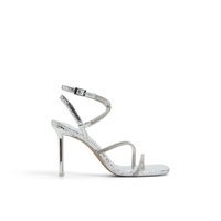 Vue principale des Sandaless à talonss hautss à lanièress couleur Argent Alluree pour femme.