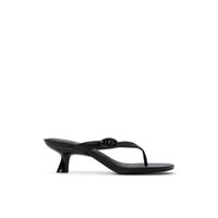 Main view of Black Lollaa Kitten Heel Thong Sandals for women.