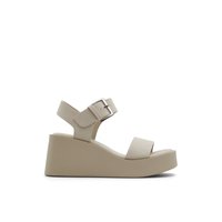 Main view of Light Grey Merisa Mid heel platform sandals for women.