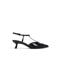 Main view of Black Taliia T-Bar Kitten Heels for women.