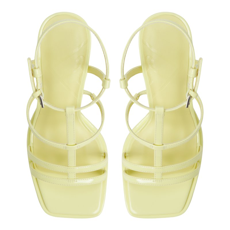 Yourelia　①-1 Aurellia Light Yellow Women's Lace Up Heels Sandals | Call