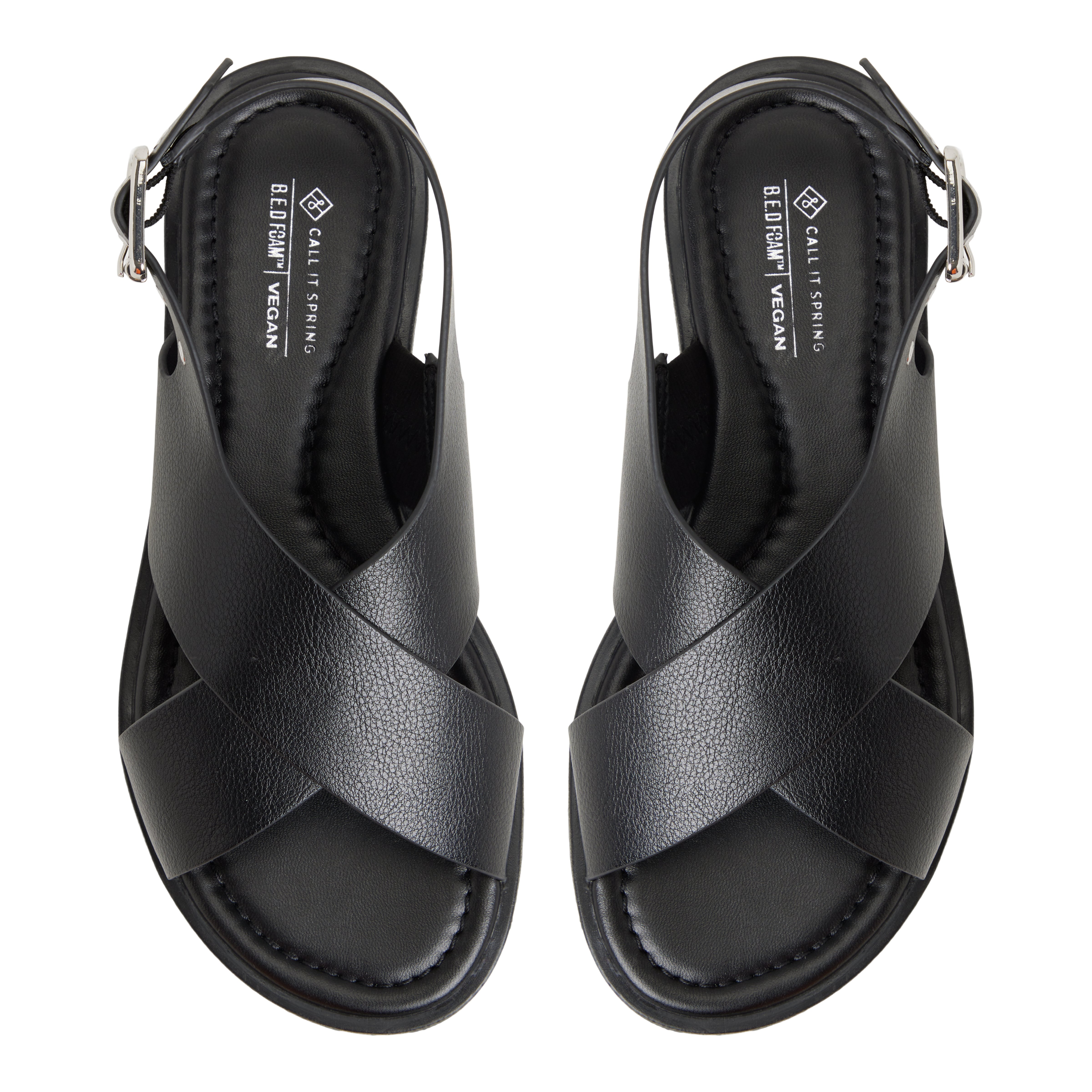 Avaline Noir Femmes Sandales à talons plats | Boutique Spring Canada