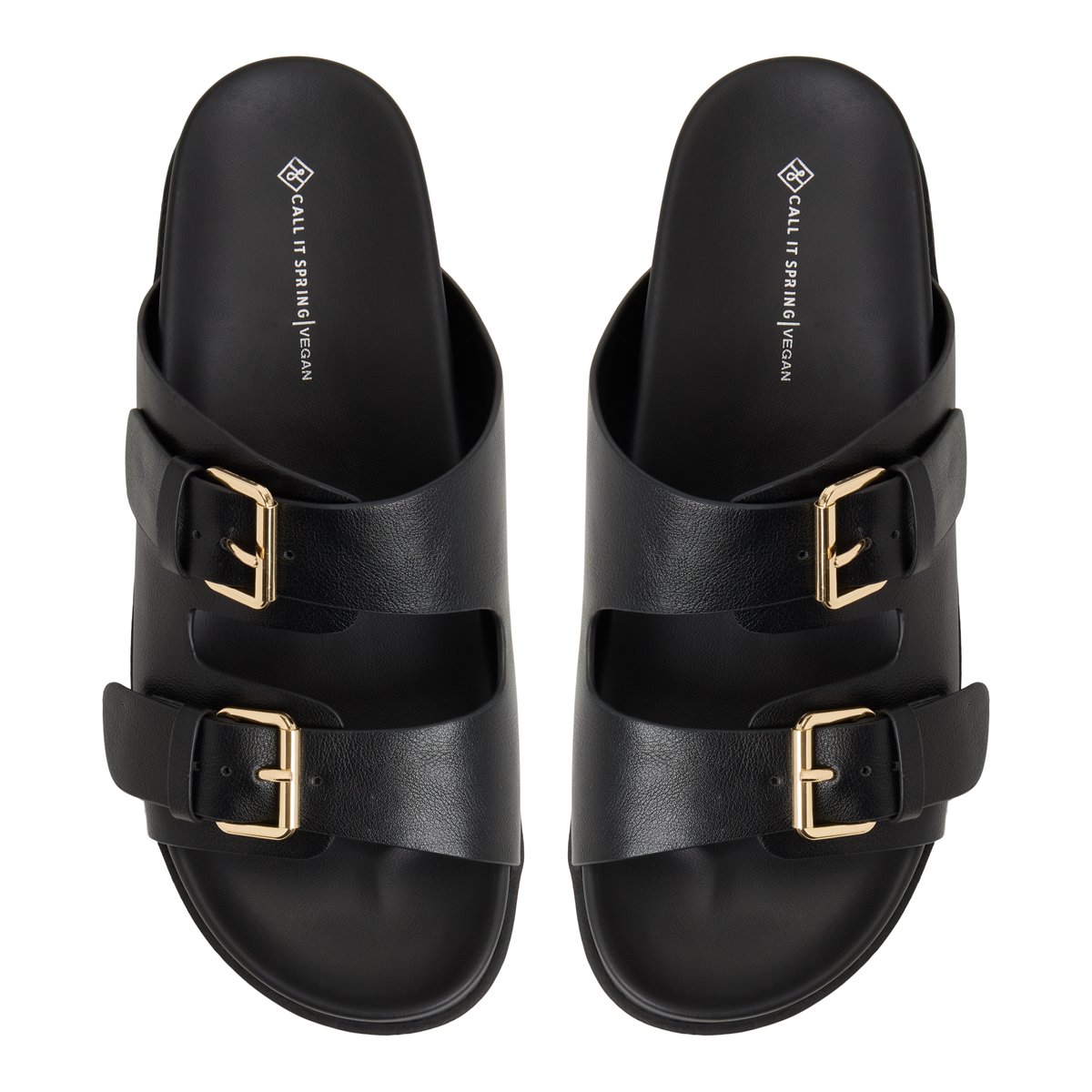 Call It Spring ナチュラル プラットフォーム・スライドサンダル Bethanne Black Women's Slides | Call It Spring Canada