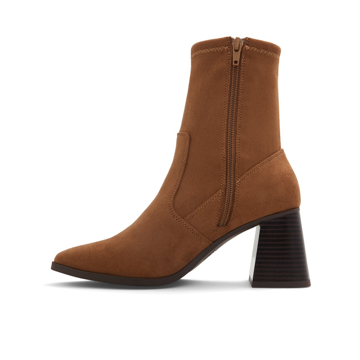 Brown block shop heel ankle boots