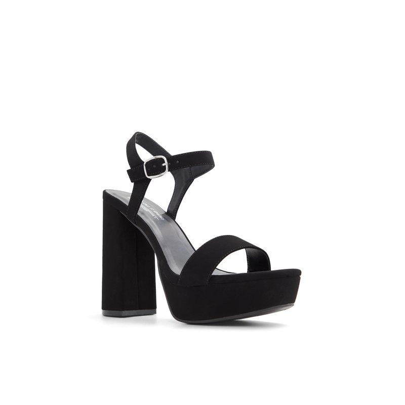 Black platform sandals heels best sale