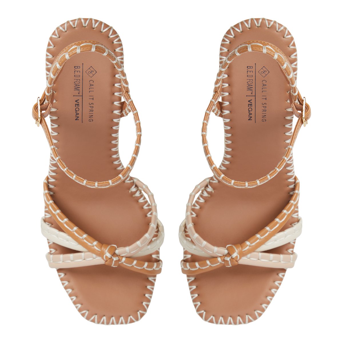 ステッチかわいい【Call It Spring】Kaelyn厚底ウェッジサンダル Kaelyn Bone Multi Women's Wedges | Call It Spring Canada