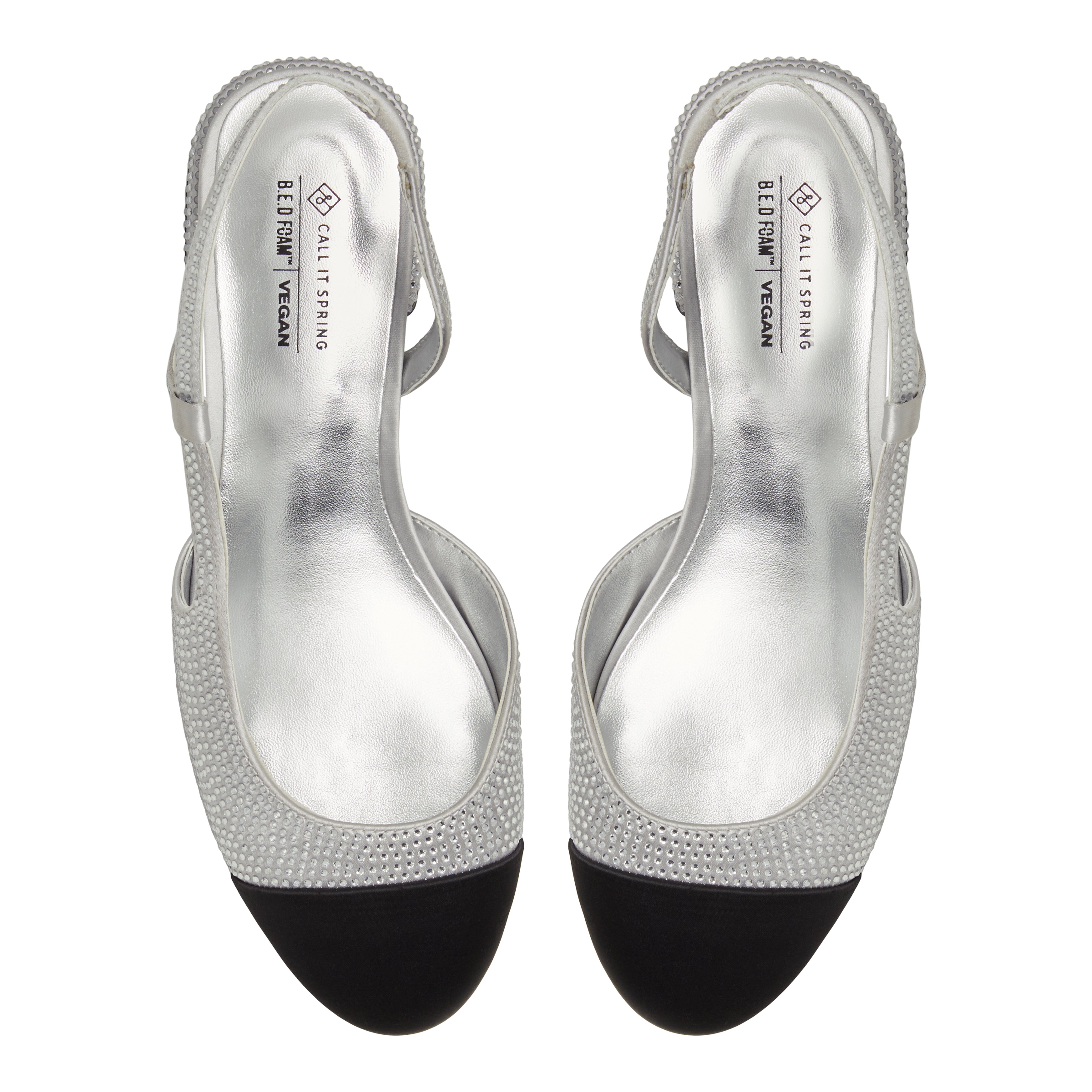 Sofiia Silver Textile Shiny Women's Slingbacks