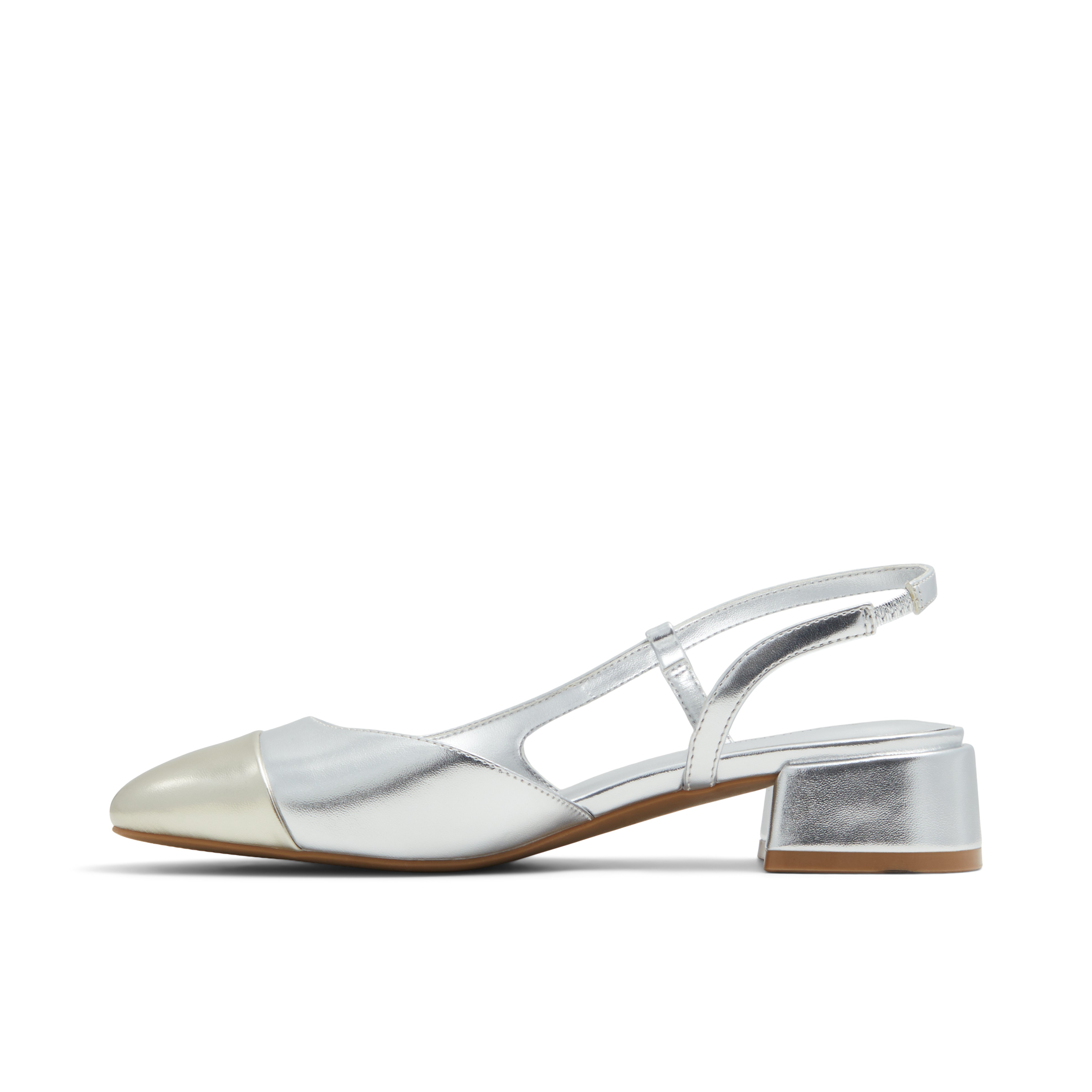 Sofiia Silver Synthetic Satin Women's Low-mid Heels