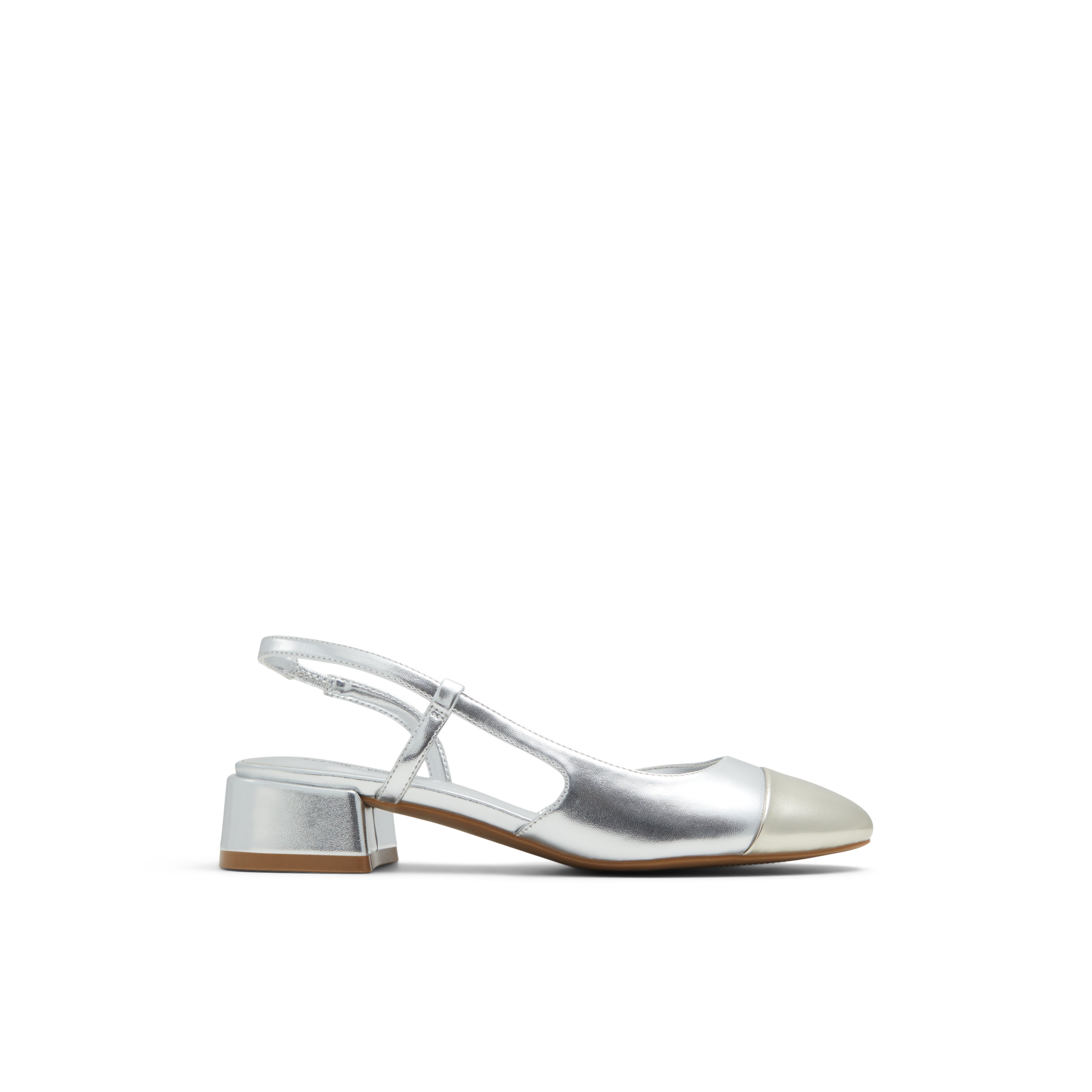 Sofiia Silver Synthetic Satin Women's Low-mid Heels