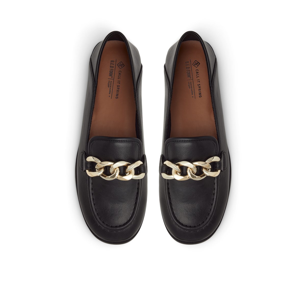 Black Synthetic Smooth Women's Loafers 